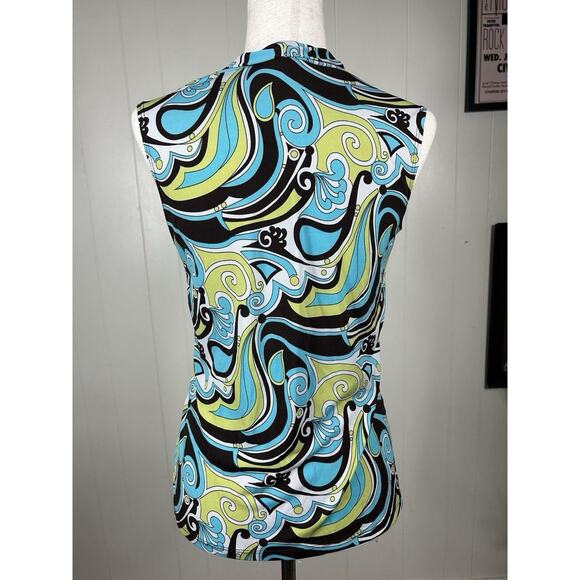 Vintage Y2K Fairycore Multicolor Swirl Paisley Sleeveless Blouse Womens M/L - Picture 2 of 2